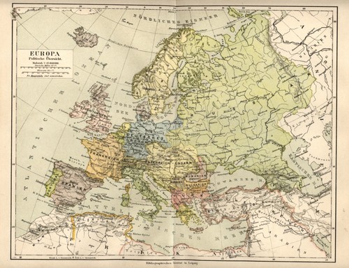 1898 antica mappa europa - mappa,
